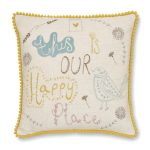 Scandi Happy Place Embroidered Ochre Cushion Ochre (Yellow)