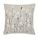 Scandi Floral Embroidered Grey Cushion Grey