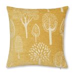 Chenille Trees Square Cushion Ochre (Yellow)