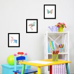 Butterfly, Unicorn and Flamingo Wall Art MultiColoured