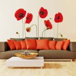 Red Poppy Flowers Wall Sticker Red