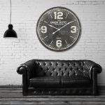 Walplus Union Hotel 90cm Iron Wall Clock Black