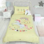 Unicorn Yellow Single Duvet Cover and Pillowcase Set Yellow