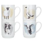 Set of Four Farmyard Stacking Mugs Multi coloured