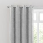 Textured Chenille Silver Eyelet Curtains Silver