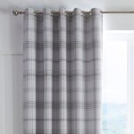 Tarleton Grey Check Blackout Eyelet Curtains Grey