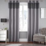 Diamond Top Border Pewter Eyelet Curtains Pewter