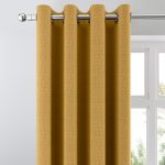 Indiana Mustard Jacquard Eyelet Curtains Mustard Yellow