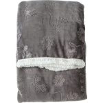 Embossed Reindeer 130cm x 170cm Sherpa Throw Charcoal