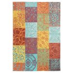 Botanical Patchwork MultiColoured Rug Pink/Blue/White/Red/Orange/Green