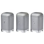 Set of 3 Lovello Grey Tea Coffee and Sugar Canisters Grey