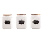 Set of 3 Stir It Up Tea Coffee and Sugar Jars Cream