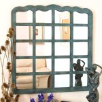 Maxwell Teal Overmantle Window Mirror Blue