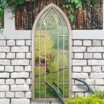 Willow Distressed Sand Garden Window Mirror Natural