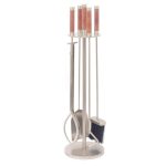 Leather Handled Pewter 70cm Companion Set Pewter
