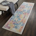Nourison Ankara Global 4 Runner in Ivory Pink and Blue