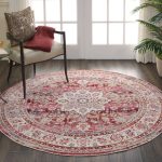 Vintage Kashan 1 Round Rug Red