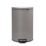 Brabantia 40 Litre Concrete Grey Flatback Space Saving Pedal Bin Grey