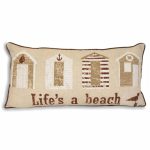 Tenby Beach Hut Cushion Natural