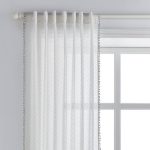 Pom Pom Spotted White Hidden Tab Single Curtain Panel White