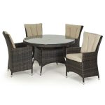 Maze Rattan LA Brown 4 Seat Round Dining Set Brown