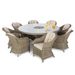 Maze Rattan Winchester Brown 8 Seat Round Dining Set with Ice Bucket Brown