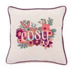 Cosy Floral Embroidered Cushion Purple