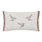 Pink Embroidered Hummingbird Cushion Pink