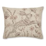 Embroidered Hare Cushion Natural