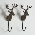 Set of 2 Brown Deer Coat Hooks Brown