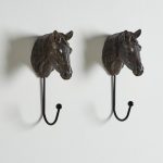 Set of 2 Brown Horse Coat Hooks Brown
