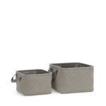 Set of 2 Grey Fabric Storage Baskets Grey