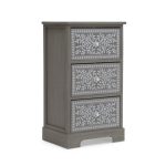 3 Drawer Grey & White Painted Storage Tower Grey