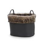 Faux Leather Faux Fur Grey Storage Basket Grey