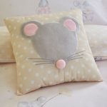 Daisy Mouse Embroidered Cushion Yellow