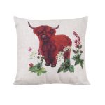 Highland Cow Cushion Natural
