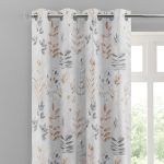 Darcie Leaf Natural Eyelet Curtains Natural