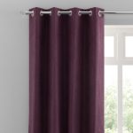 Luna Brushed Grape Blackout Eyelet Curtains Grape (Purple)