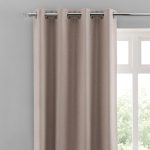 Luna Brushed Pebble Blackout Eyelet Curtains Pebble Beige