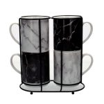 Marble Black Effect Stacking Mugs Black