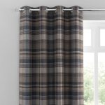 Perth Navy Check Eyelet Curtains Navy