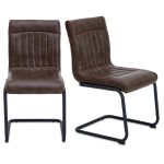 Felix PU Leather Pair of Dining Chairs Brown