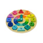 Wooden Tell The Time Clock MultiColoured