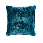 Crushed Velour Peacock Cushion Brixham Peacock (Blue)