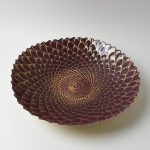 5A Fifth Avenue Purple and Gold Glass Platter Purple