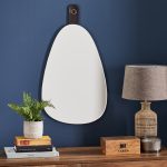 Tear Drop Leather Strap Mirror Clear