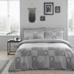 Honeysha Grey Mosaic Reversible Duvet Cover and Pillowcase Set Grey