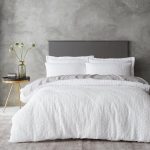 Pebble White Jacquard Duvet Cover and Pillowcase Set White