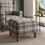 Oswald Check Storage Footstool – Grey Grey