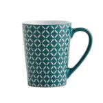 Set of 4 Teal Diamond Mugs Teal